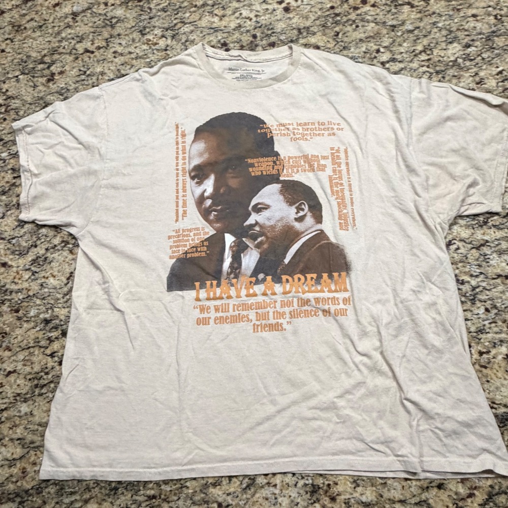 Martin Luther King Jr I Have A Dream Graphic T-Shirt Tan 2XL Cotton MLK Tee v